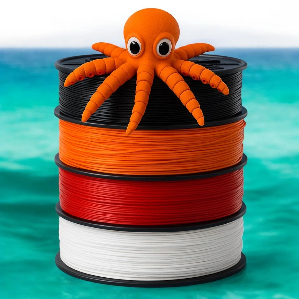 BIO PLA Spar-Set "Oranger Oktopus" 3.40kg. 1.75mm. 4 Spulen