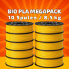 BIO PLA Gelb Megapack – 8,5 kg (10 Spulen × 0,85 kg) 1.75 mm