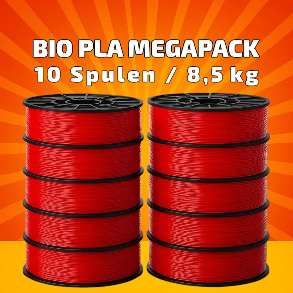 BIO PLA Rot Megapack – 8,5 kg (10 Spulen × 0,85 kg) 1.75 mm