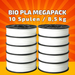 BIO PLA Weiß Megapack – 8,5 kg (10 Spulen × 0,85 kg) 1.75 mm